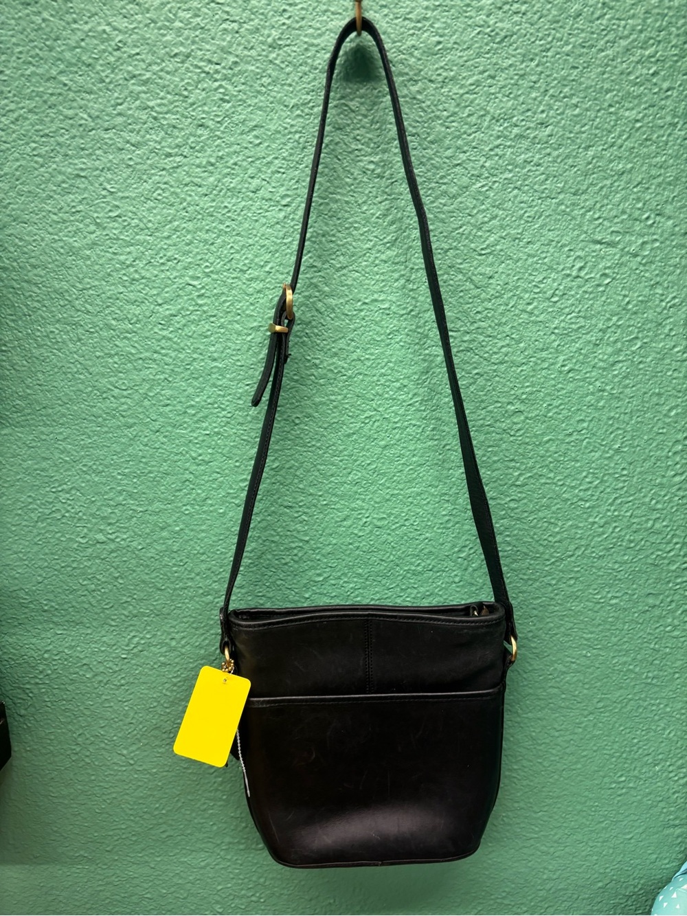 Coach Black Leather Crossbody Bag with Gold Hardware